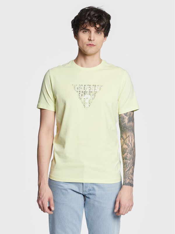 Guess Guess Тишърт Geo Triangle M3GI23 J1314 Зелен Slim Fit