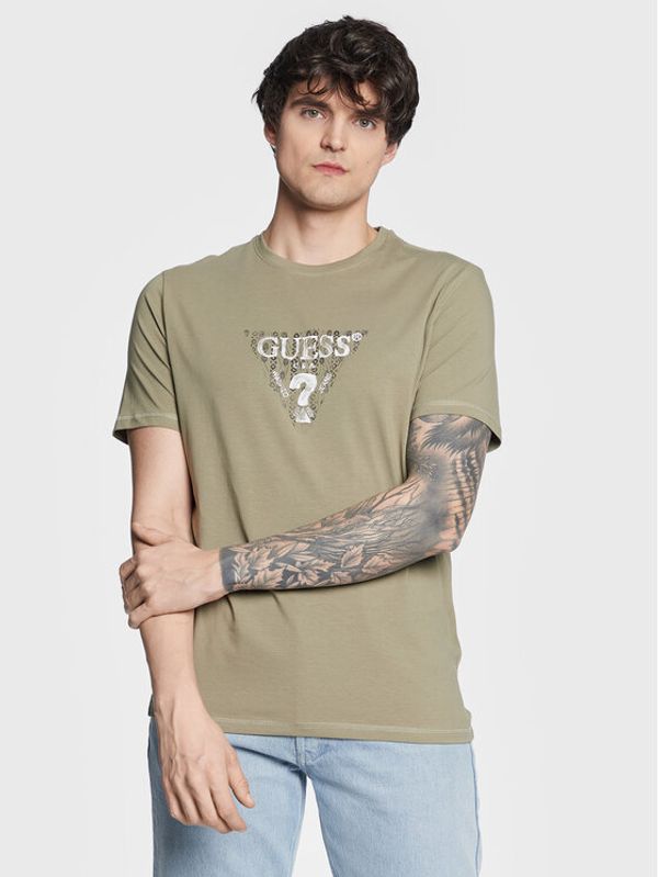 Guess Guess Тишърт Geo Triangle M3GI23 J1314 Зелен Slim Fit