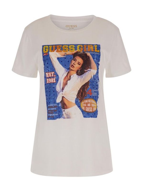 Guess Guess Тишърт Girl Easy W3GI18 K9SN1 Бял Regular Fit