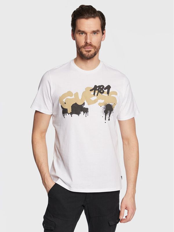 Guess Guess Тишърт Graffiti Logo M3GI59 K9RM1 Бял Slim Fit
