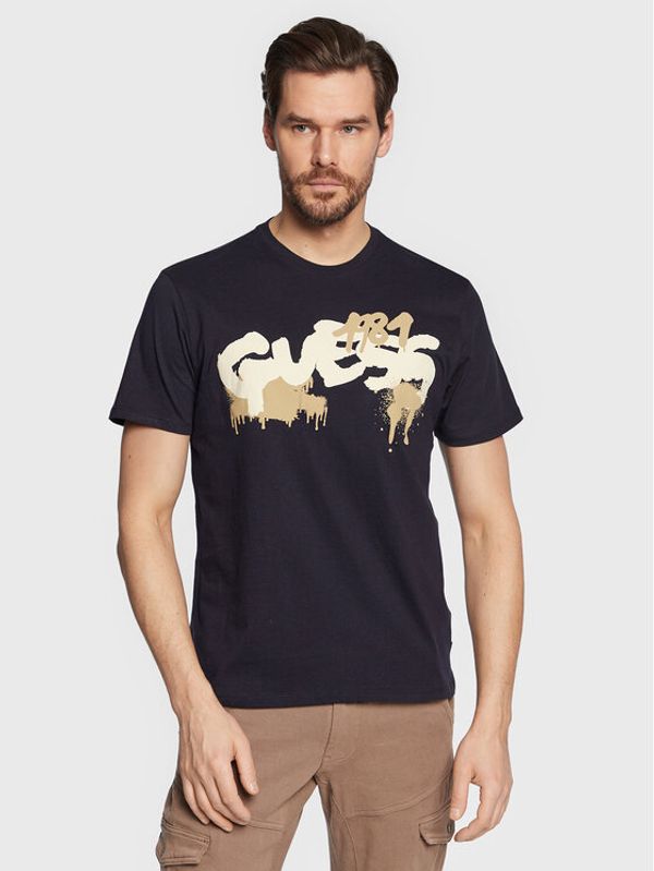 Guess Guess Тишърт Graffiti Logo M3GI59 K9RM1 Тъмносин Slim Fit
