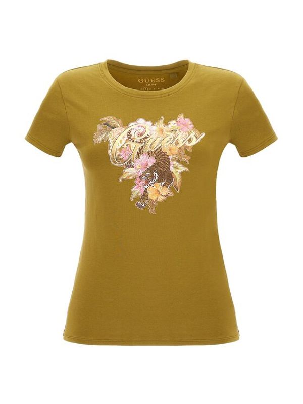 Guess Guess Тишърт Hibiscus Logo W3GI11 KA0Q1 Зелен Slim Fit
