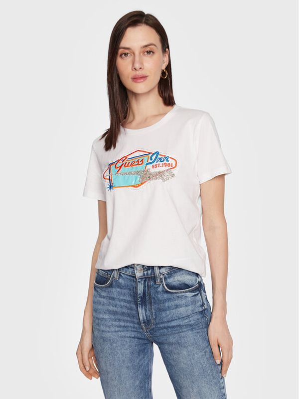 Guess Guess Тишърт Hotel W3GI26 JA914 Бял Regular Fit