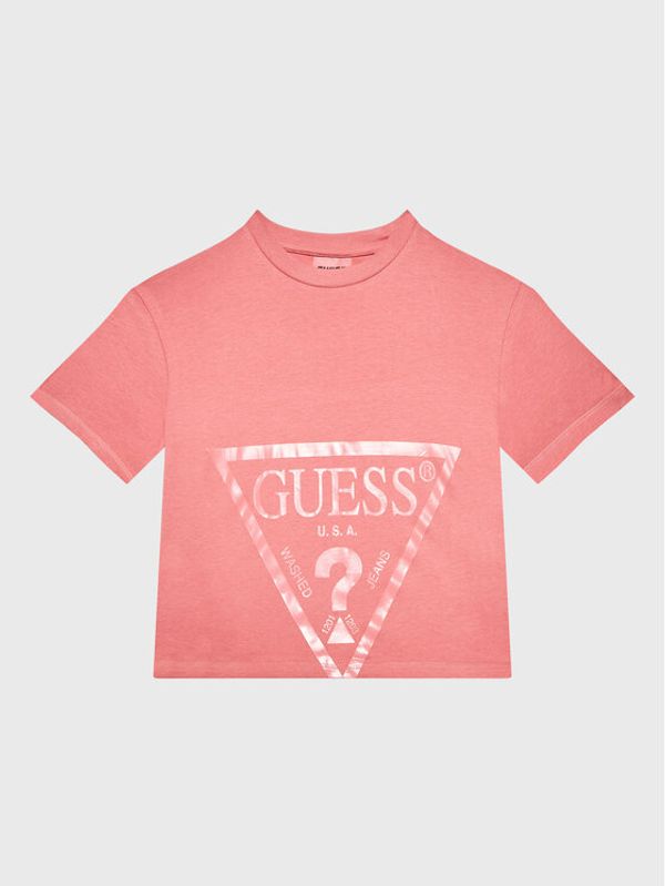 Guess Guess Тишърт J2BI41 K8HM0 Розов Cropped Fit