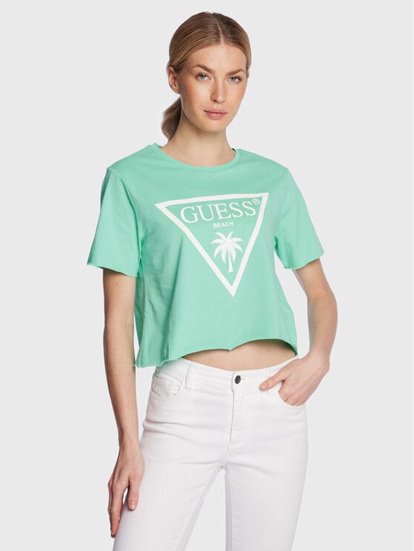 Guess Guess Тишърт Logo E02I01 JA914 Зелен Boxy Fit