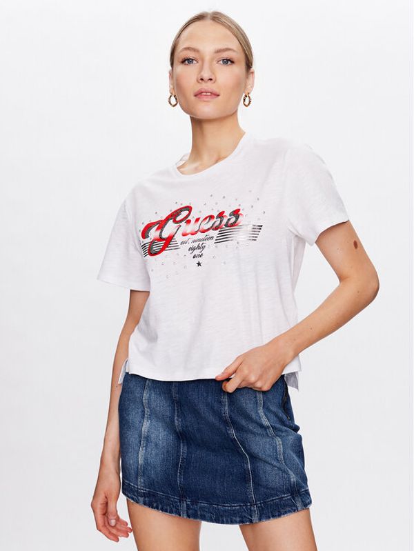 Guess Guess Тишърт Logo W3GI33 KB3P0 Бял Boxy Fit