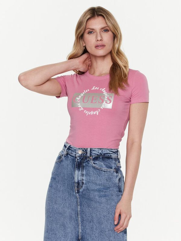 Guess Guess Тишърт Logo W3GI38 J1314 Розов Slim Fit