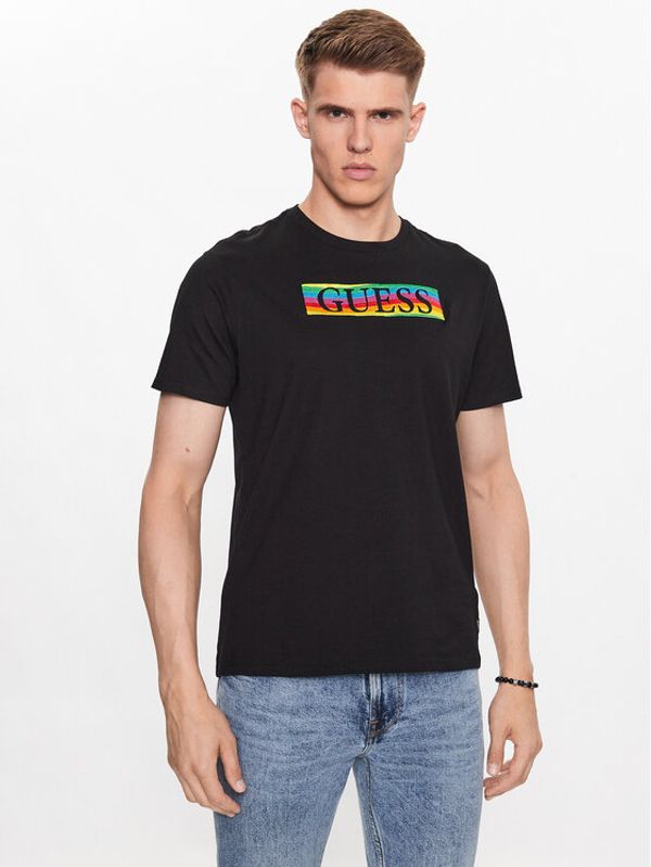 Guess Guess Тишърт M3YI60 K9RM1 Черно родиево покритие Slim Fit