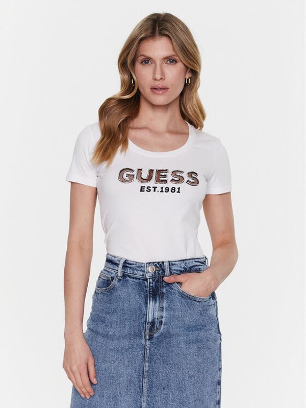 Guess Guess Тишърт Mesh Logo W3GI35 J1300 Бял Slim Fit