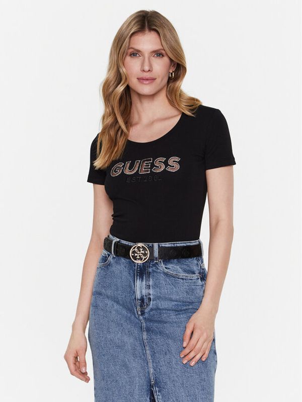 Guess Guess Тишърт Mesh Logo W3GI35 J1300 Черен Slim Fit