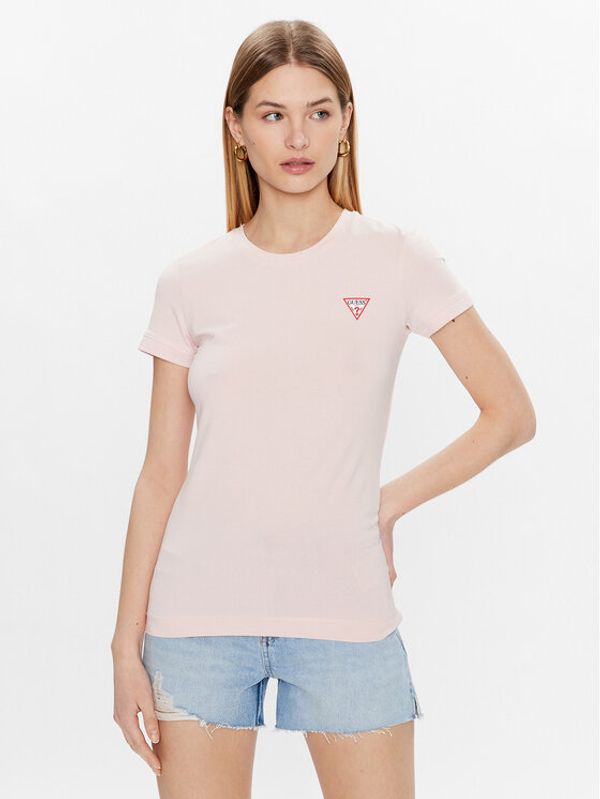 Guess Guess Тишърт Mini Triangle W2YI44 J1311 Розов Slim Fit