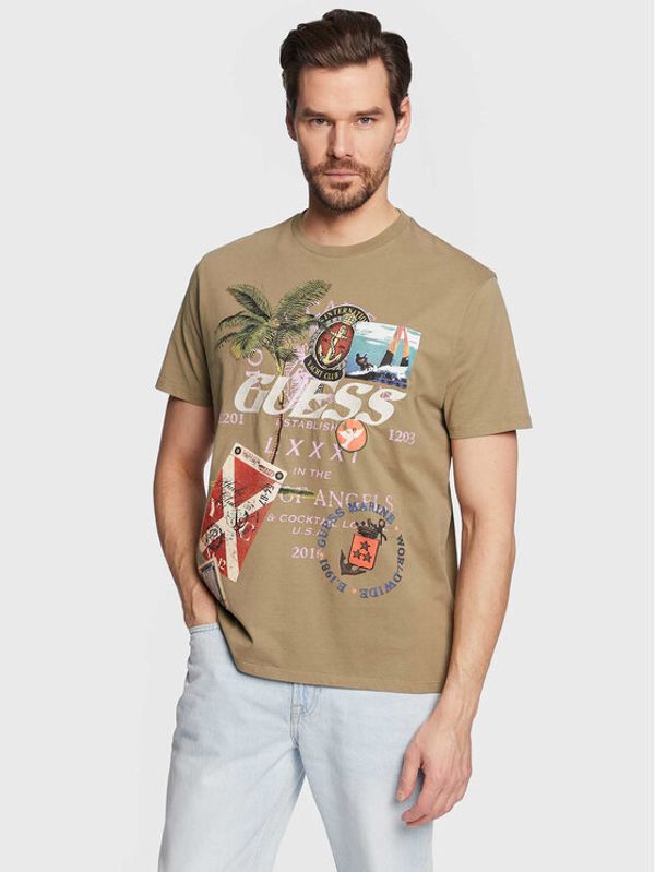 Guess Guess Тишърт Nautical Collage M3GI38 KBDL0 Зелен Regular Fit