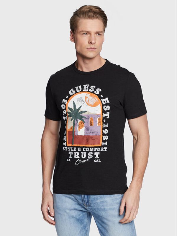 Guess Guess Тишърт Palm Window M3GI10 K6XN4 Черен Slim Fit