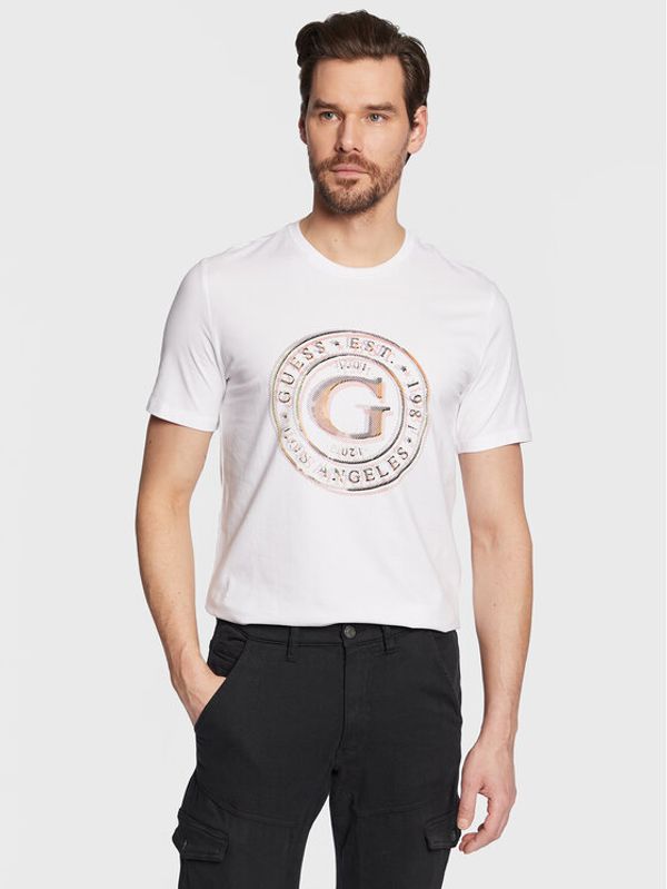 Guess Guess Тишърт Round Logo M3GI11 J1314 Бял Slim Fit