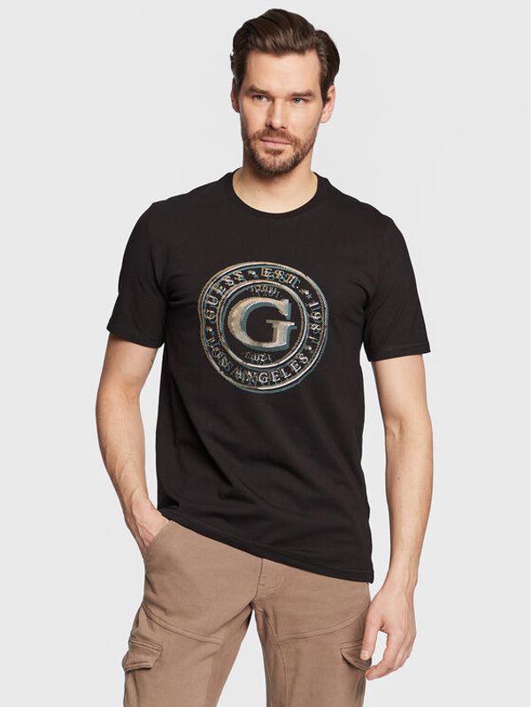 Guess Guess Тишърт Round Logo M3GI11 J1314 Черен Slim Fit