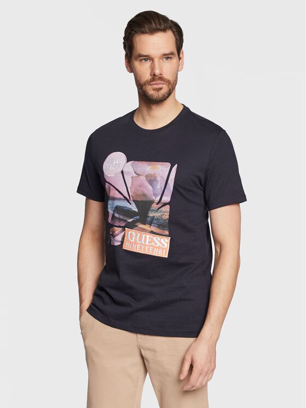 Guess Guess Тишърт Sunset Flower M3GI29 I3Z14 Тъмносин Slim Fit