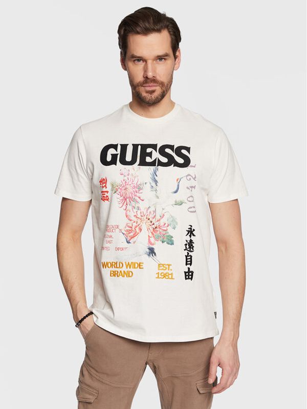 Guess Guess Тишърт Tokyo Collage M3GI76 KBDL0 Екрю Regular Fit