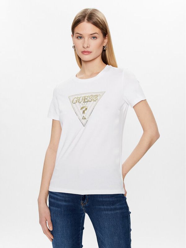 Guess Guess Тишърт Triangle W3GI61 K6YW1 Бял Slim Fit