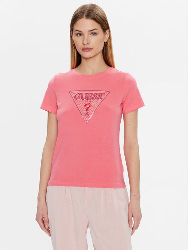 Guess Guess Тишърт Triangle W3GI61 K6YW1 Розов Slim Fit