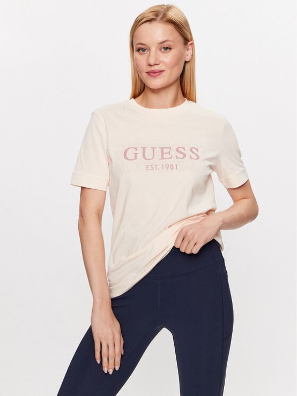Guess Guess Тишърт V3YI15 I3Z14 Екрю Slim Fit