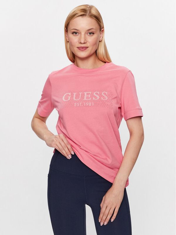 Guess Guess Тишърт V3YI15 I3Z14 Розов Slim Fit
