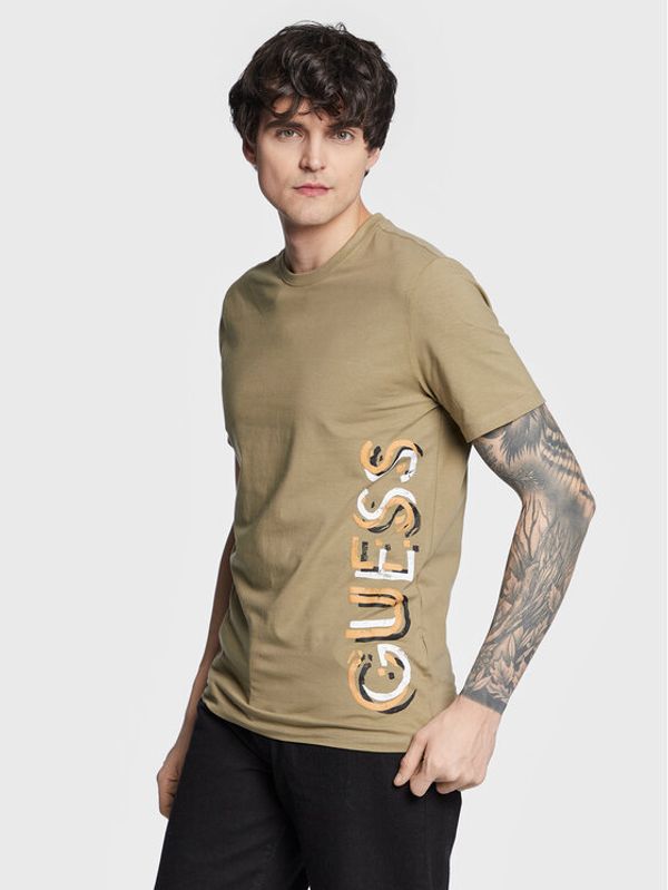 Guess Guess Тишърт Vertical Logo M3GI22 J1314 Зелен Slim Fit