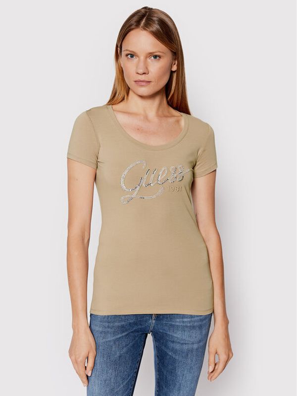 Guess Guess Тишърт W2YI28 J1300 Бежов Slim Fit