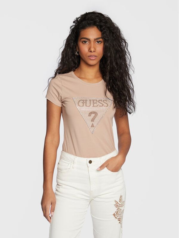 Guess Guess Тишърт W3RI05 KA0Q1 Бежов Slim Fit