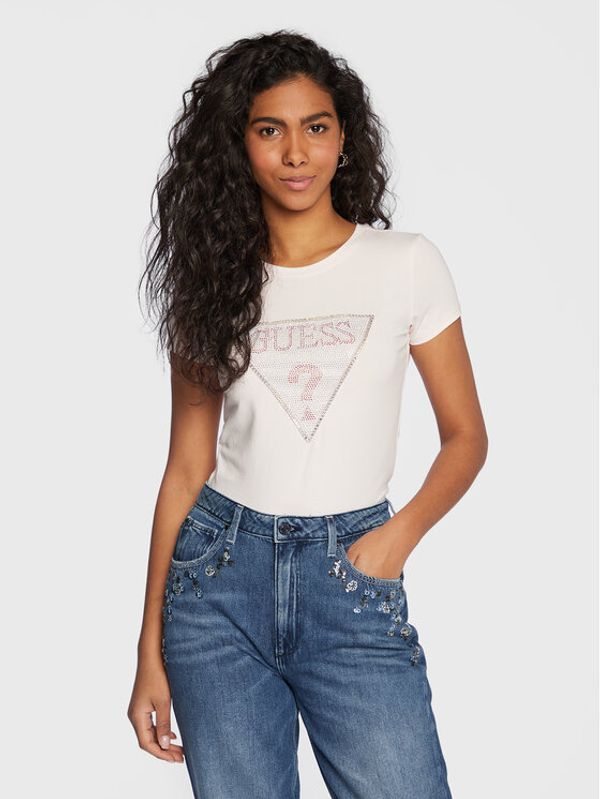 Guess Guess Тишърт W3RI05 KA0Q1 Розов Slim Fit
