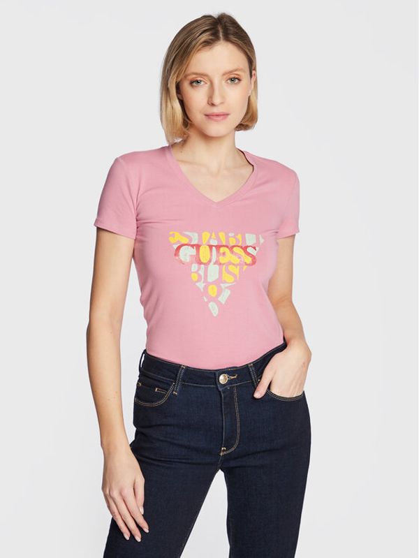 Guess Guess Тишърт W3RI59 J1314 Розов Slim Fit