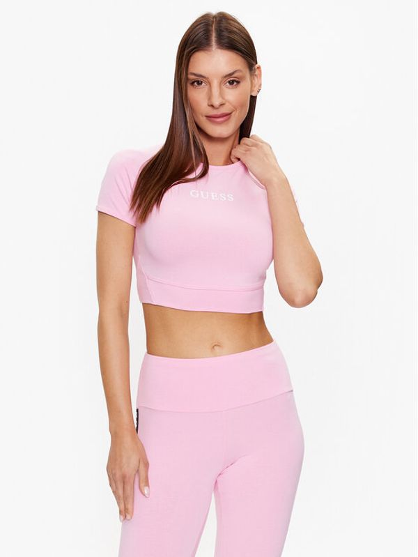 Guess Guess топ V3RP16 KABR0 Розов Slim Fit