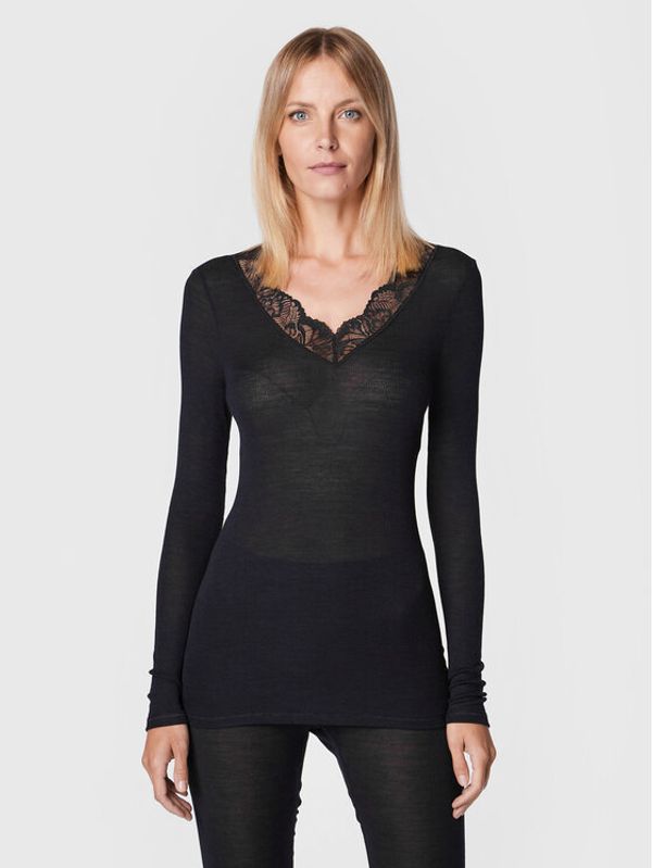 Hanro Hanro Блуза Woolen Lace 2994 Черен Slim Fit