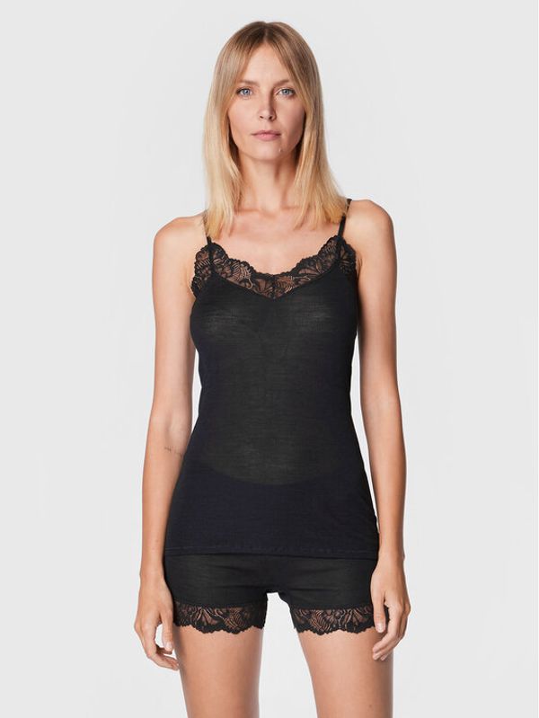 Hanro Hanro Тениска на пижама Woolen Lace 2990 Черен Slim Fit