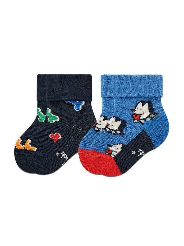 Happy Socks Happy Socks Комплект 2 чифта дълги чорапи детски KDDB45-6500 Тъмносин