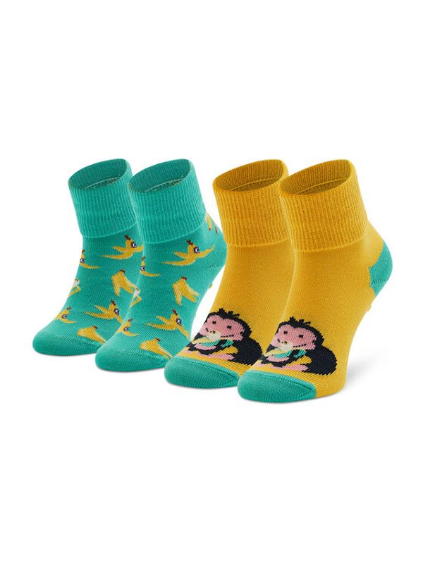 Happy Socks Happy Socks Комплект 2 чифта дълги чорапи детски KMNB19-7000 Зелен