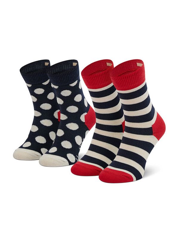 Happy Socks Happy Socks Комплект 2 чифта дълги чорапи детски KSTR02-4000 Тъмносин