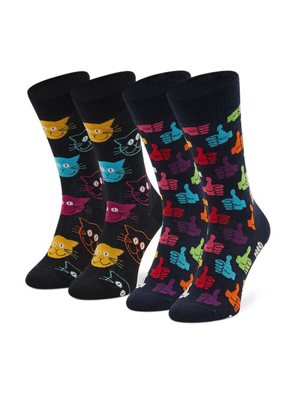 Happy Socks Happy Socks Комплект 2 чифта дълги чорапи мъжки MJA02-9050 Черен