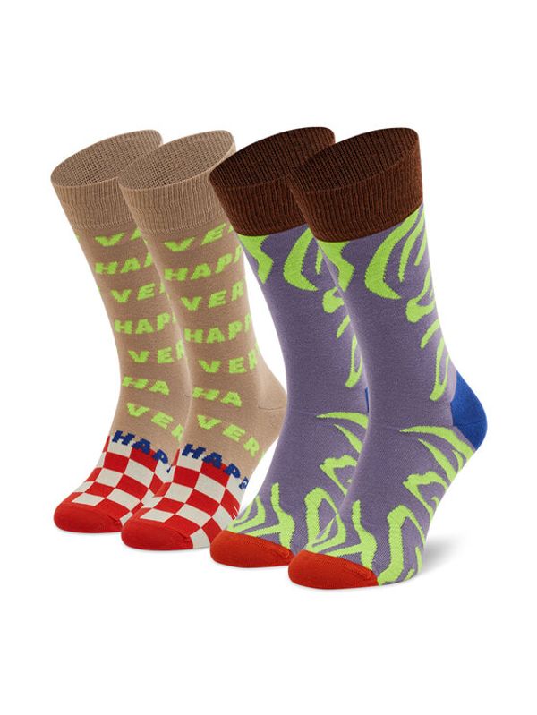 Happy Socks Happy Socks Комплект 2 чифта дълги чорапи мъжки XTRS02-5000 Цветен