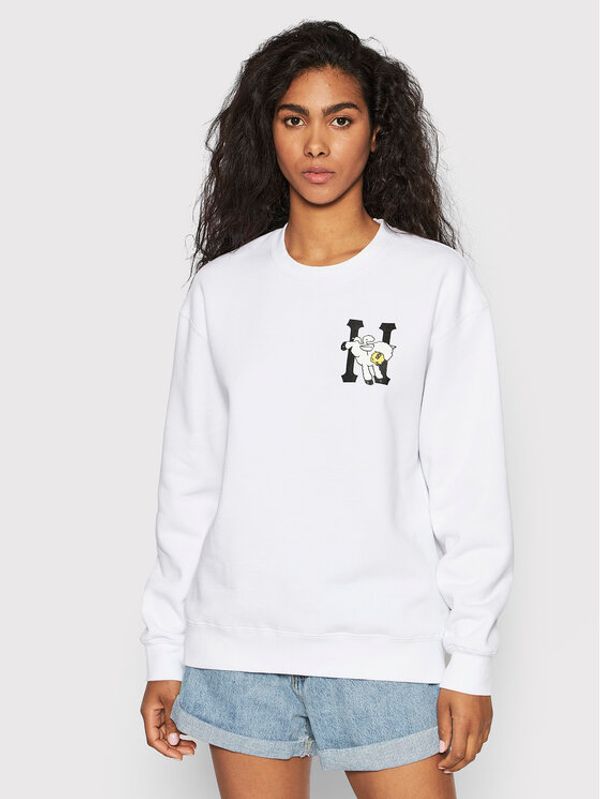 HUF HUF Суитшърт Flocked Classic WPF0018 Бял Regular Fit