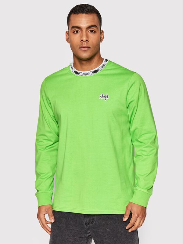 HUF HUF Тениска с дълъг ръкав Jacquard Neck KN00341 Зелен Regular Fit