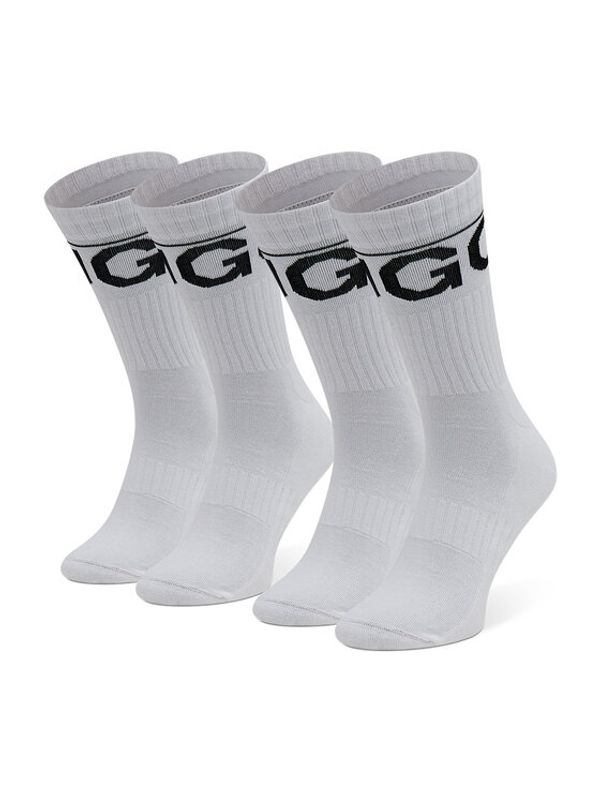 Hugo Hugo Комплект 2 чифта дълги чорапи мъжки 2p Qs Rib Iconic Cc 50459409 Бял