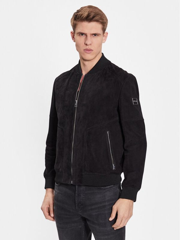 Hugo Hugo Кожено яке 50486354 Черен Regular Fit