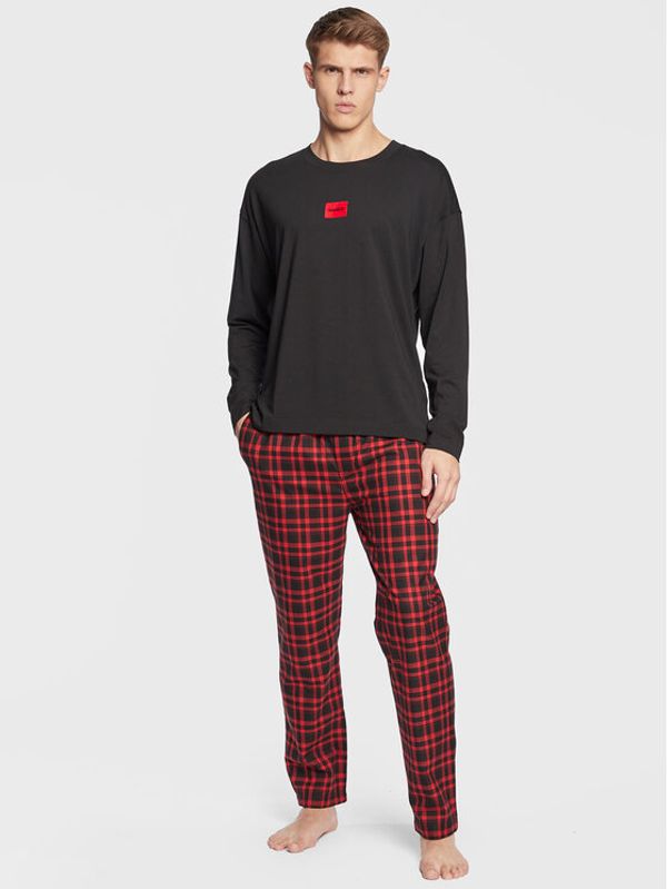 Hugo Hugo Пижама Fannel 50485010 Черен Relaxed Fit
