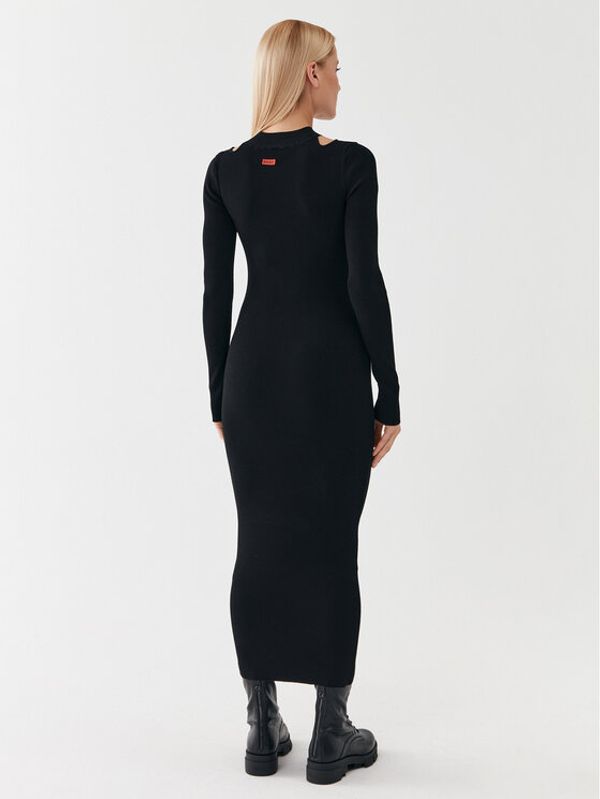 Hugo Hugo Плетена рокля 50493747 Черен Slim Fit