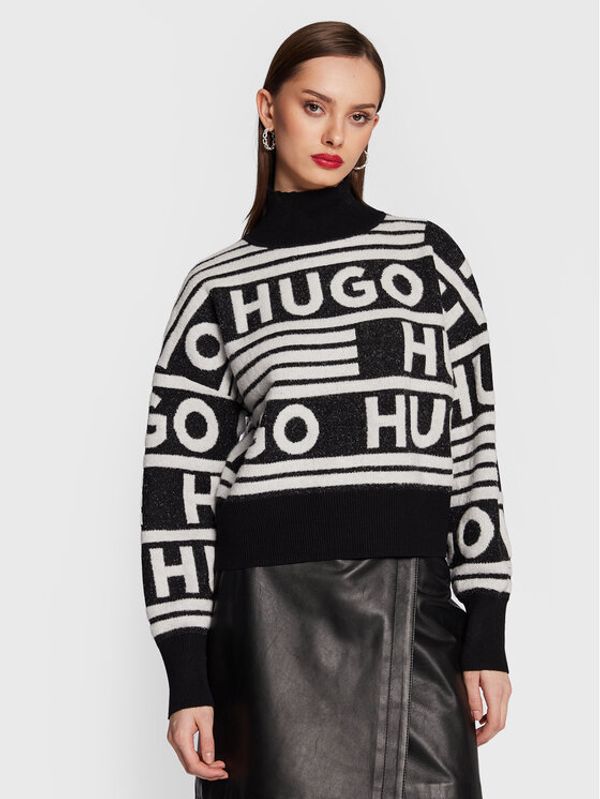 Hugo Hugo Поло Sismina 50477117 Черен Oversize