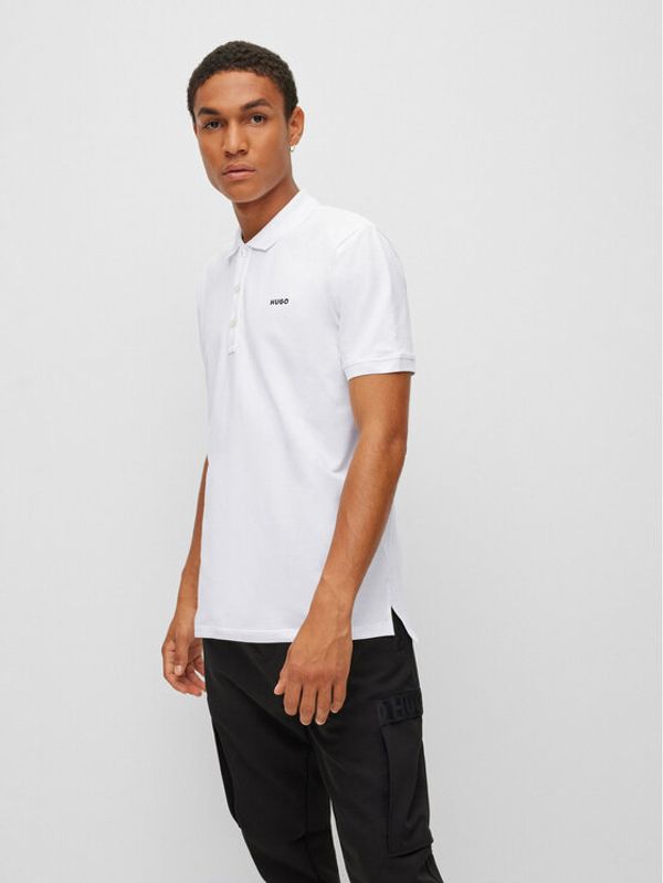 Hugo Hugo Тениска с яка и копчета 50470547 Бял Slim Fit