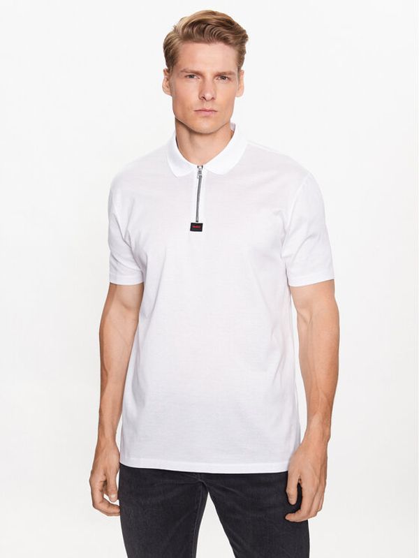 Hugo Hugo Тениска с яка и копчета 50473789 Бял Regular Fit