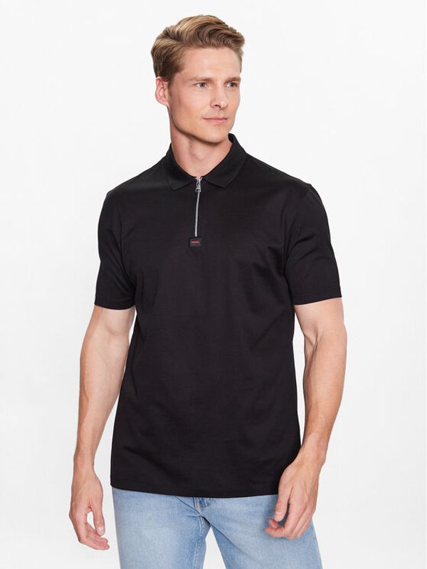 Hugo Hugo Тениска с яка и копчета 50473789 Черен Regular Fit