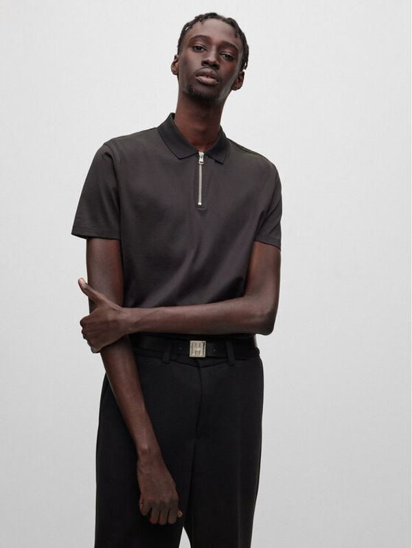 Hugo Hugo Тениска с яка и копчета 50482890 Черен Regular Fit