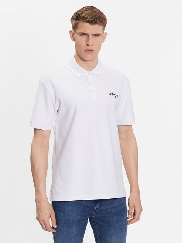 Hugo Hugo Тениска с яка и копчета 50488854 Бял Regular Fit